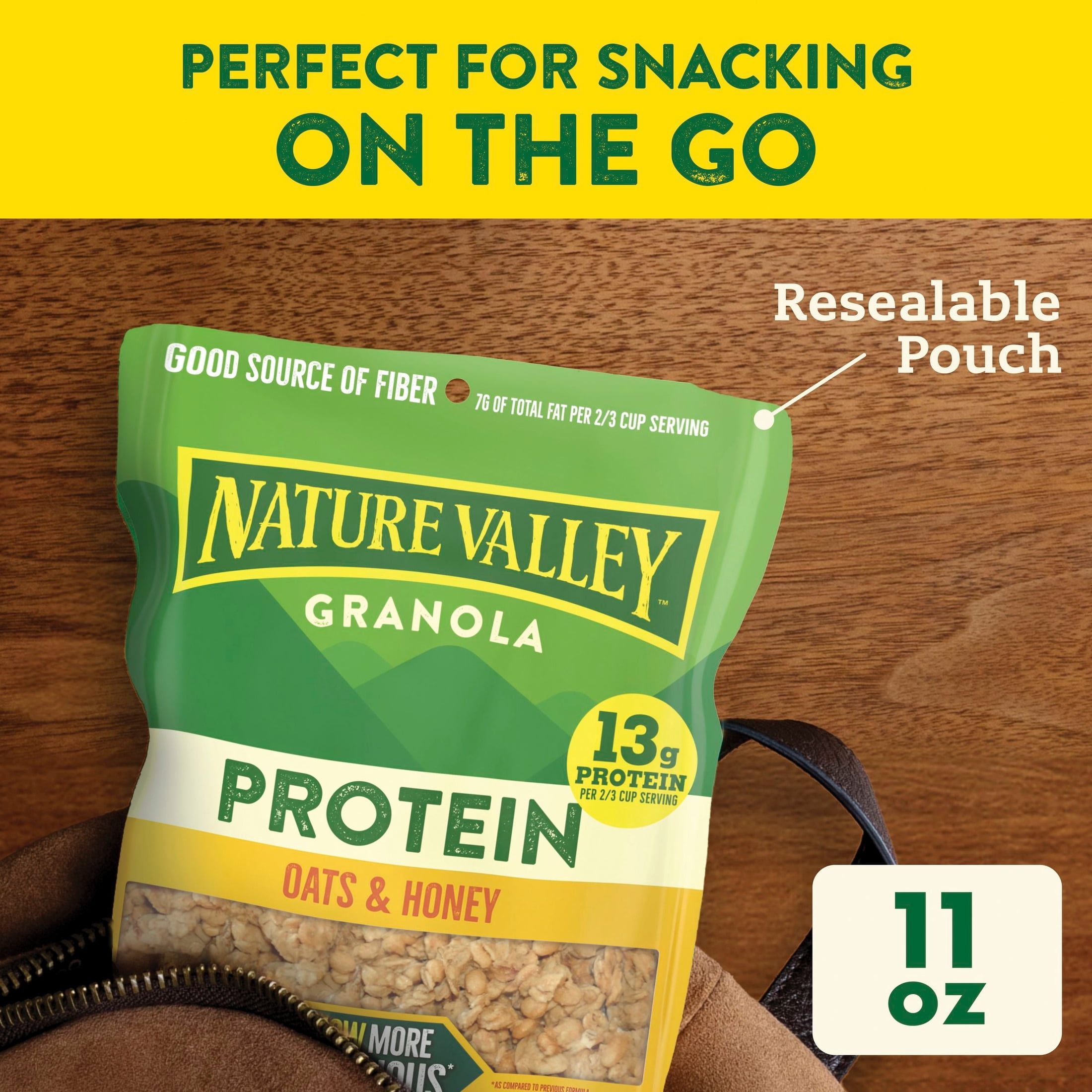 (4 pack) Nature Valley Protein Oats and Honey Granola Pouch, 11 oz