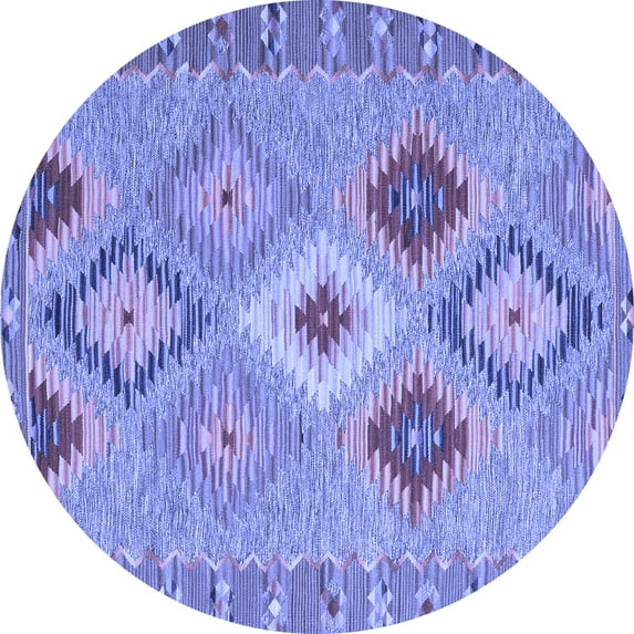 Ahgly Company Indoor Round Southwestern Blue Country Area Rugs, 7' Round