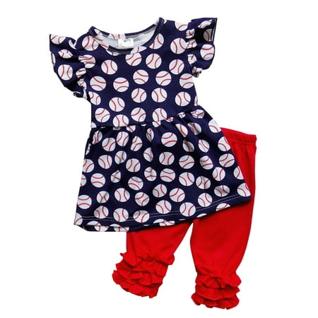 - So Sydney Girls Toddler Short Sleeve 4th of July USA Tunic Top Capri Pant Outfit