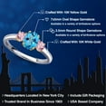 thumbnail image 2 of Gem Stone King 10K Two Tone Gold American Blue Mystic Topaz and Pink Lab Grown Diamond Engagement Ring for Women | 1.36 Cttw | Oval 7X5MM | Gemstone November Birthstone | Size 8, 2 of 6