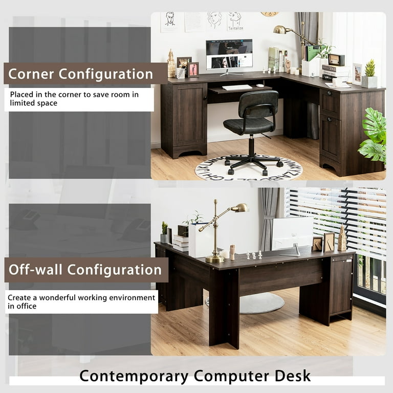 Costway L-Shaped Corner Desk, Computer Writing & Study Workstation With