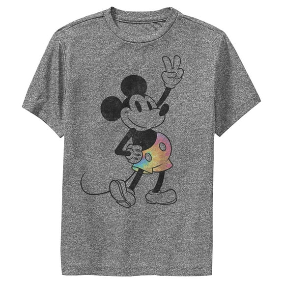 Boy's Mickey & Friends Tie-Dye Mickey Performance Graphic Tee Charcoal Heather Large
