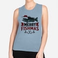 thumbnail image 2 of Merry Fishmas Women's Muscle Tank Small Stonewash Denim, 2 of 5