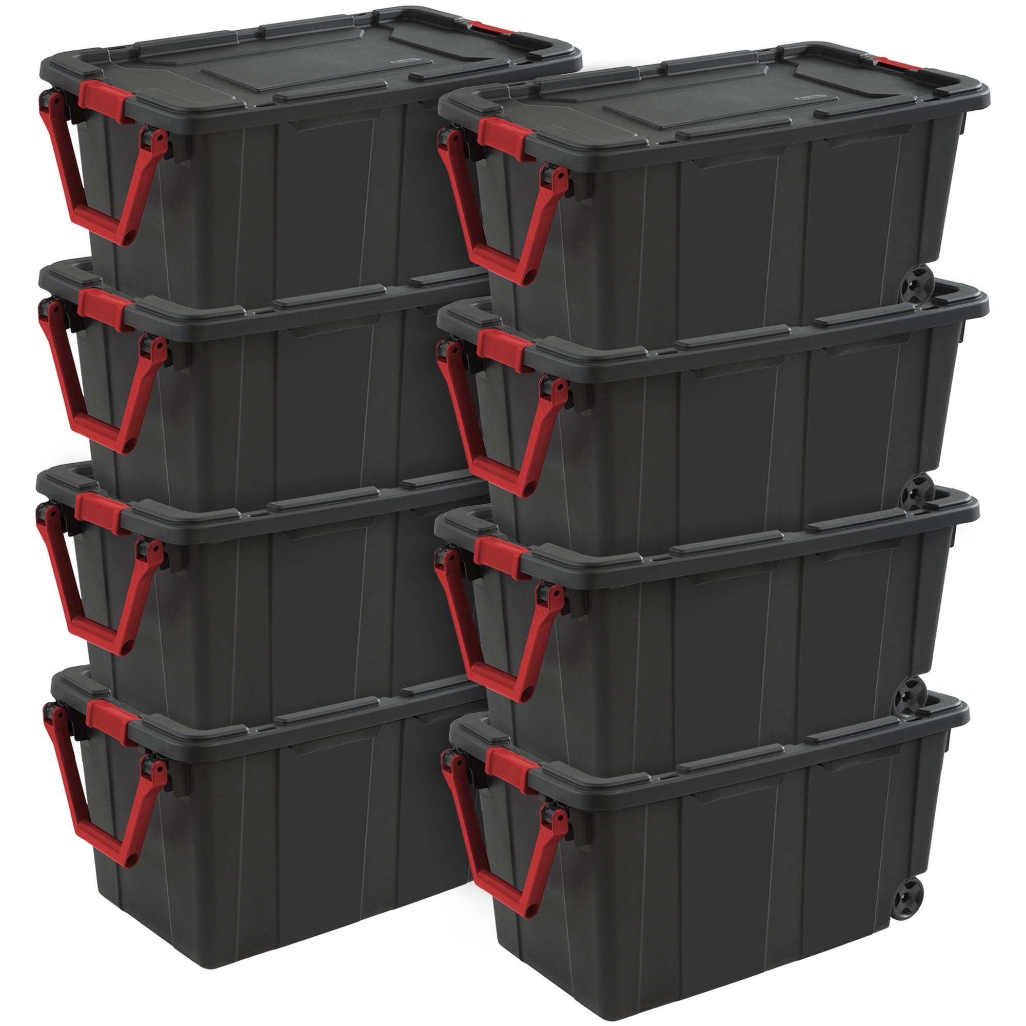 Sterilite Durable 40 Gallon Wheeled Industrial Storage Tote, Black