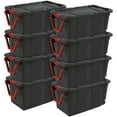 thumbnail image 1 of Sterilite Durable 40 Gallon Wheeled Industrial Storage Tote, Black (8 Pack), 1 of 12