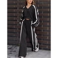 thumbnail image 4 of Women's Casual Long-Sleeved Pants Two-Piece Set Black L, 4 of 7