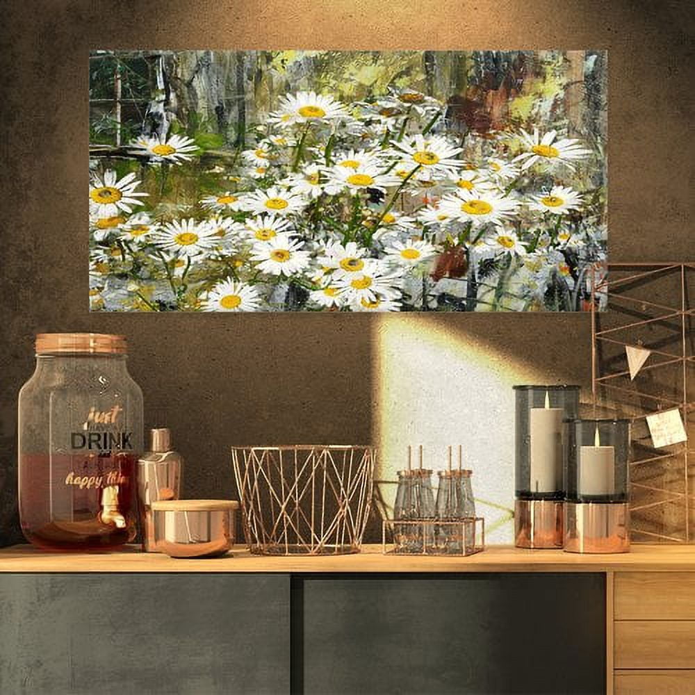 Designart 'Daisies Flowers Under the Window ' Floral Art Canvas Print