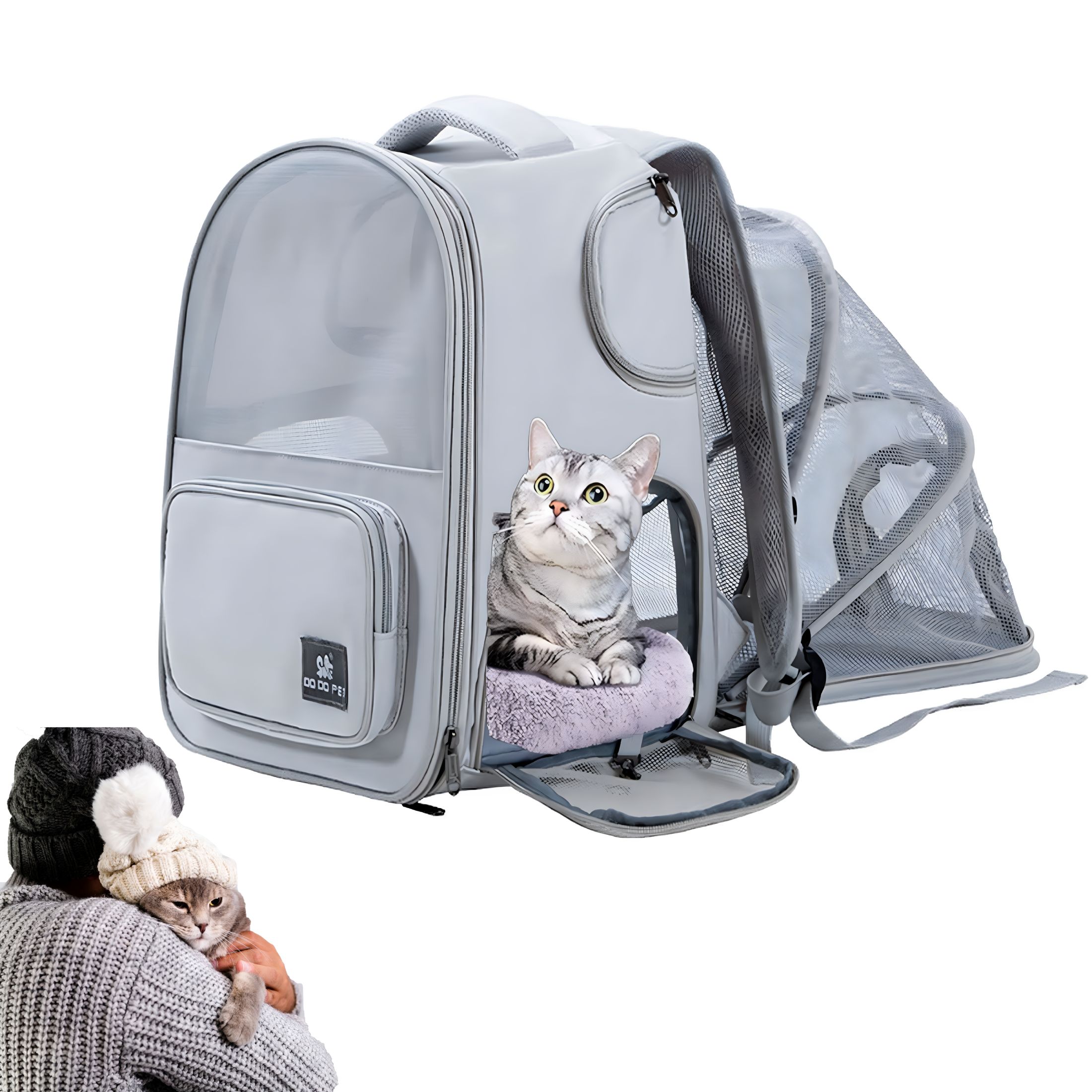 GASTROPOD 2026 New Cat Carrier - Expandable Pet Backpack Carrier for Cats Up to 13Lbs, Dogs Up to 11Lbs, Cat Dog Carrier Backpack for Travel Hiking