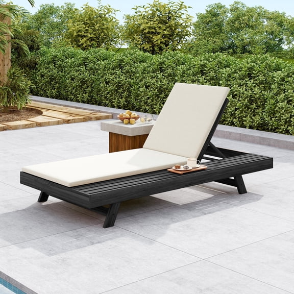 Christopher Knight Home 79" Adjustable Outdoor Chaise Lounge with Water-Resistant Cushion, Black Cream