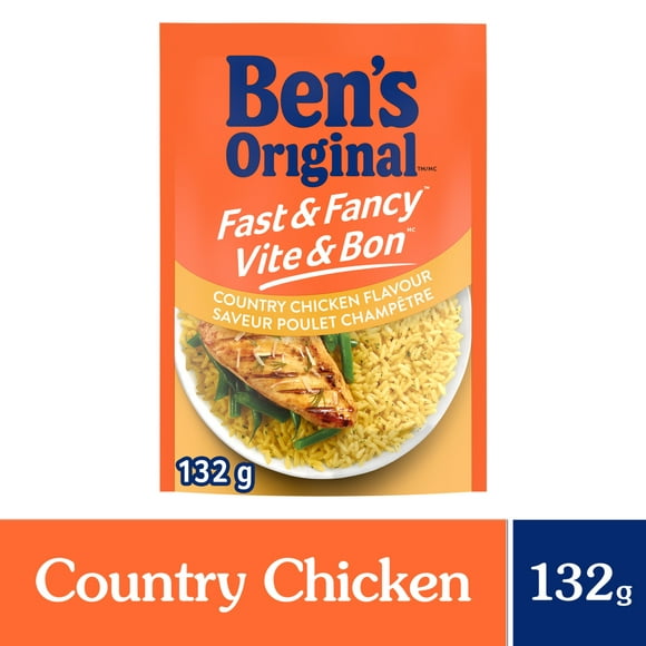 BEN'S ORIGINAL VITE & BON saveur poulet champêtre riz d'accompagnement, sachet de 132 g La perfection à tout coupMC