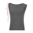 thumbnail image 5 of WREESH Women's Sleeveless Crew Neck Tank Top Bow Tie Shoulder Casual Beach Vacation Summer Blouse Tops, 5 of 7