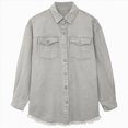 thumbnail image 5 of Splozh Fall Jackets Women Fashion Washed Denim Shirt Jacket and Winter Personality Street Jacket Coat Light Gray,L, 5 of 5