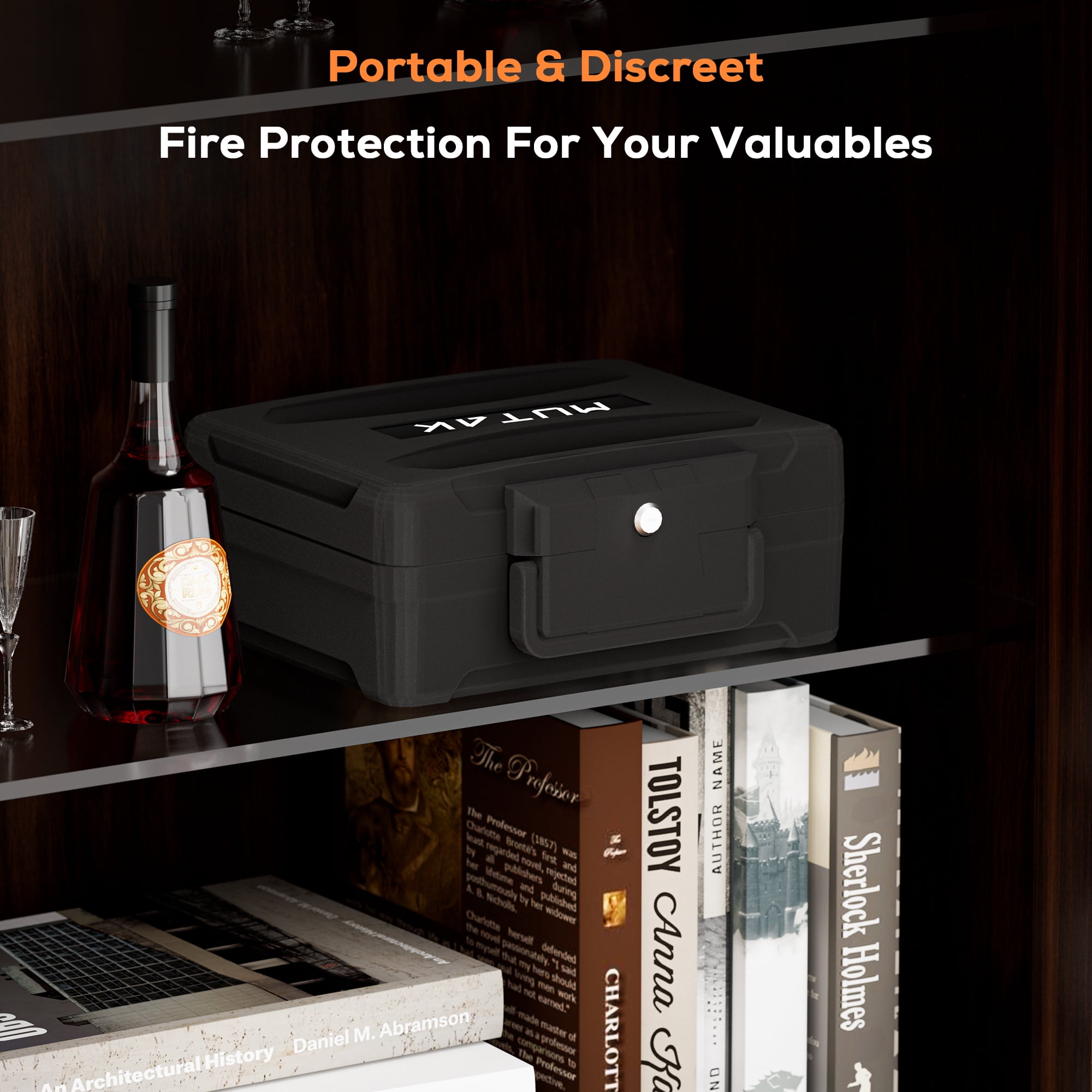 MUTAK Fire-Resistant Box Safe and Water-Resistant Safe with Key Lock, 6.2 Cu. ft., Black