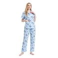thumbnail image 3 of GLOBAL Women 100% Cotton Button Down Short Sleeve Top & Long Pants Summer Pajama Set with Pockets, 2-Piece, Sizes S to 3XL, 3 of 6