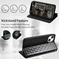 thumbnail image 4 of Designed for iPhone 16e Case, PU Leather Wallet Flip Folio Case with Card Holder Slots RFID Blocking Kickstand Shockproof Anti-fall Rugged Phone Case  Cover For iPhone 16e,Black, 4 of 6