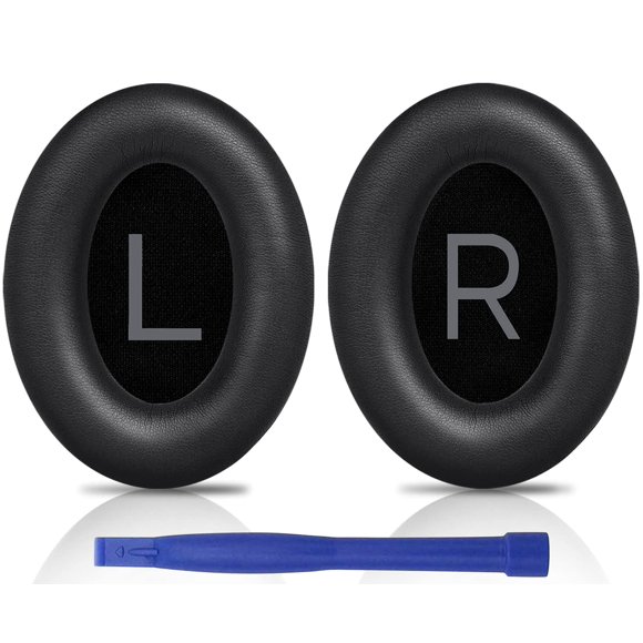 SOULWIT Almohadillas para Bose QuietComfort 45 (QC45)/QuietComfort SE (QC SE)/New Quiet Comfort Wireless, Espuma de Alta Densidad y Cuero Proteico (Negro)