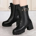 thumbnail image 2 of Povozer Women's Combat Boots Mid-Calf Boots(Black,8), 2 of 6