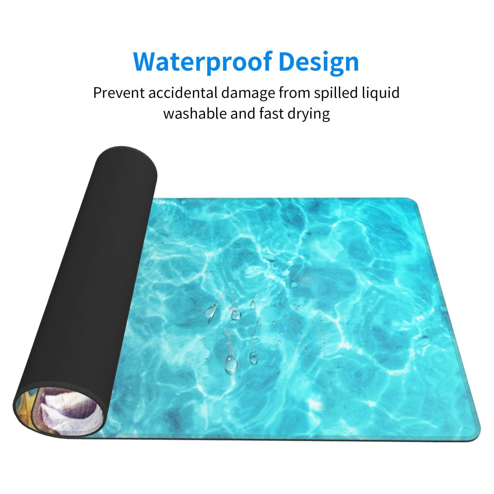 Naloa Coral And Seashell On The Beach Gaming Mouse Pad Large Mouse Mat Long Extended Desk Pad Non-Slip Rubber Mice Pads Stitched Edges Thin Pad (16x29.5 Inch)