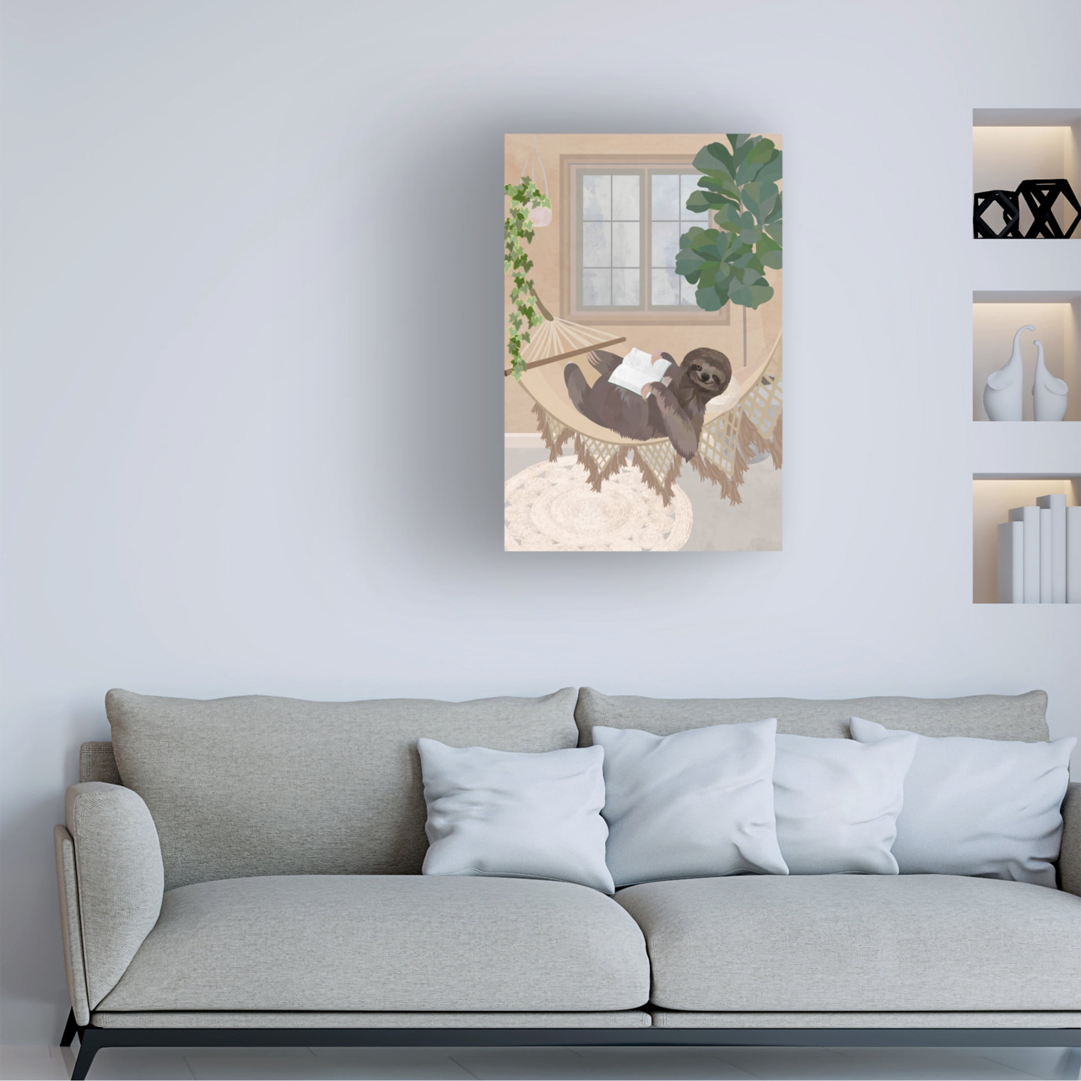 Trademark Fine Art Sarah Manovski  Lazy sloth in hammock Canvas Wall Art
