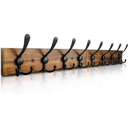 Coat Rack Wall Mount 31.5'' Hanger Burnt Brown Hooks for Rustic Towel Racks Bathroom Living Room Hat Cloth