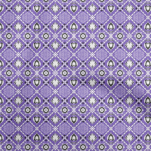 oneOonePolyesterSpandexMediumPurpleFabricAsianBlockDiyClothingQuiltingFabricPrintFabricByYard56InchWide