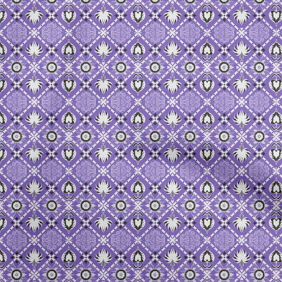 oneOonePolyesterSpandexMediumPurpleFabricAsianBlockDiyClothingQuiltingFabricPrintFabricByYard56InchWide