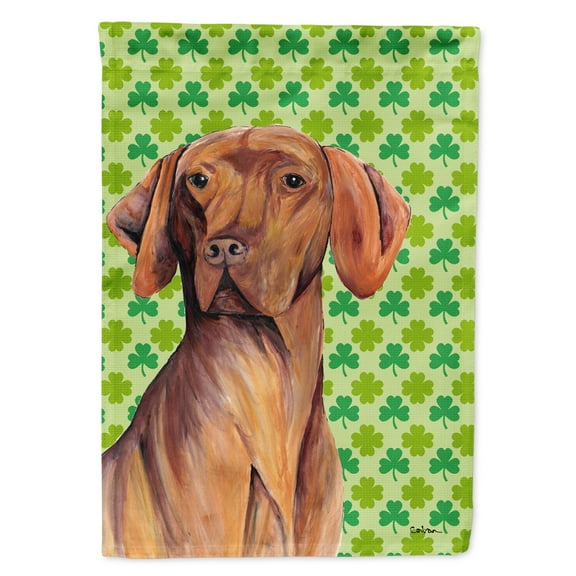 Carolines Treasures SC9298-FLAG-PARENT Vizsla St. Patricks Day Shamrock Portrait Flag  multicolor