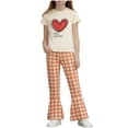 thumbnail image 2 of Stamzod 2 Piece Outfits for Girls Love Printed Short Sleeve T-Shirt and Flared Pants Lounge Set Girls Summer Clothes Orange 5-6 Years, 2 of 8