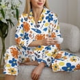thumbnail image 4 of Wukai Flower Print Women's Pajama Set - Soft Long Sleeve Sleepwear for Comfort and Style-Small, 4 of 9