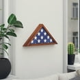 thumbnail image 3 of Emma + Oliver Rustic Brown Wood Military Flag Shadow Box for 9.5' x 5' American Veteran Burial Flag - Wall Mount or Freestanding, 3 of 12