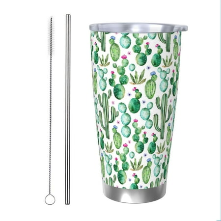 

Bingfone Cactus Plants1 for 20 Oz Stainless Steel Travel Mug Double Wall Water Coffee Cup for Home Office Outdoor Works Great for Ice Drinks and Hot Beverage-Straw Two-piece Set