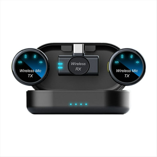 Micrófono de Solapa Inalámbrico Magnético con Cancelación de Ruido, Micrófono para Grabación de Audio y Video para Teléfonos Inteligentes, Color Negro