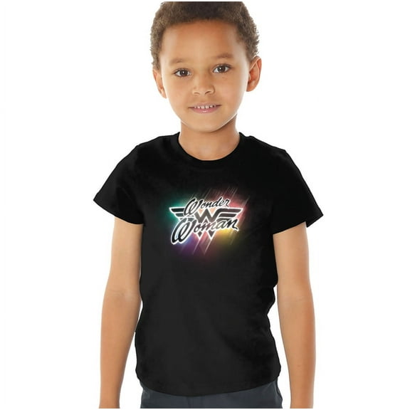 Wonder Woman Disco Lights Kids T Shirt (4) for Toddler Boys and Girls, Black