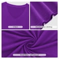 thumbnail image 4 of JYLFC Women T-Shirts Short Sleeve Tee V Neck Loose Tops Solid Tunic, Purple XL, 4 of 7