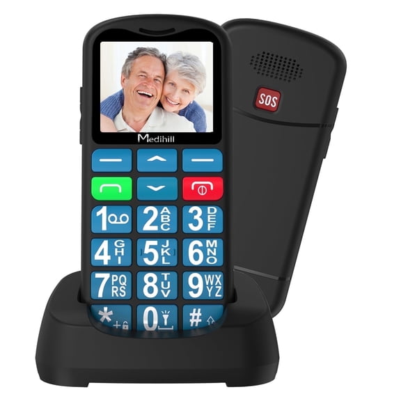Big Button Mobile Phone SOS for Elderly Senior Cell Phone (Blue) - Medihill