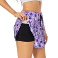 thumbnail image 2 of Bixox Women's Violet pattern 2 in 1 Running Shorts - Lightweight Athletic Workout Gym Yoga Shorts Liner with Pockets - Medium, 2 of 7
