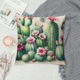 thumbnail image 2 of COMIO Hello Spring Cactus Decorative Throw Pillow Covers, Stay Awhile Cacti Green Succulents Plants Outdoor Pillowcase, Red Flower Butterfly Summer Seasonal Cushion Case Home Decor White, 2 of 5