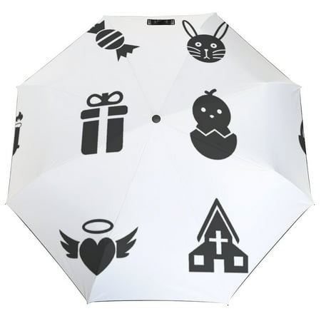 

ANYWAY.GO Windproof & Water-Resistant Compact Foldable Travel Umbrellatotes Easter Web Icons User Interface Portable Travel Umbrella，Diameter 42.5 in