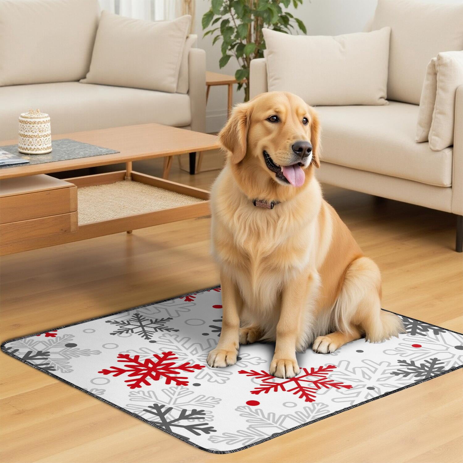 Festive 35" x 41" Reusable Puppy Pads 2-Pack, Christmas Themed Washable Dog Potty Training Mats, Highly Absorbent Pet Mat for Crate Bottoms and Living Areas