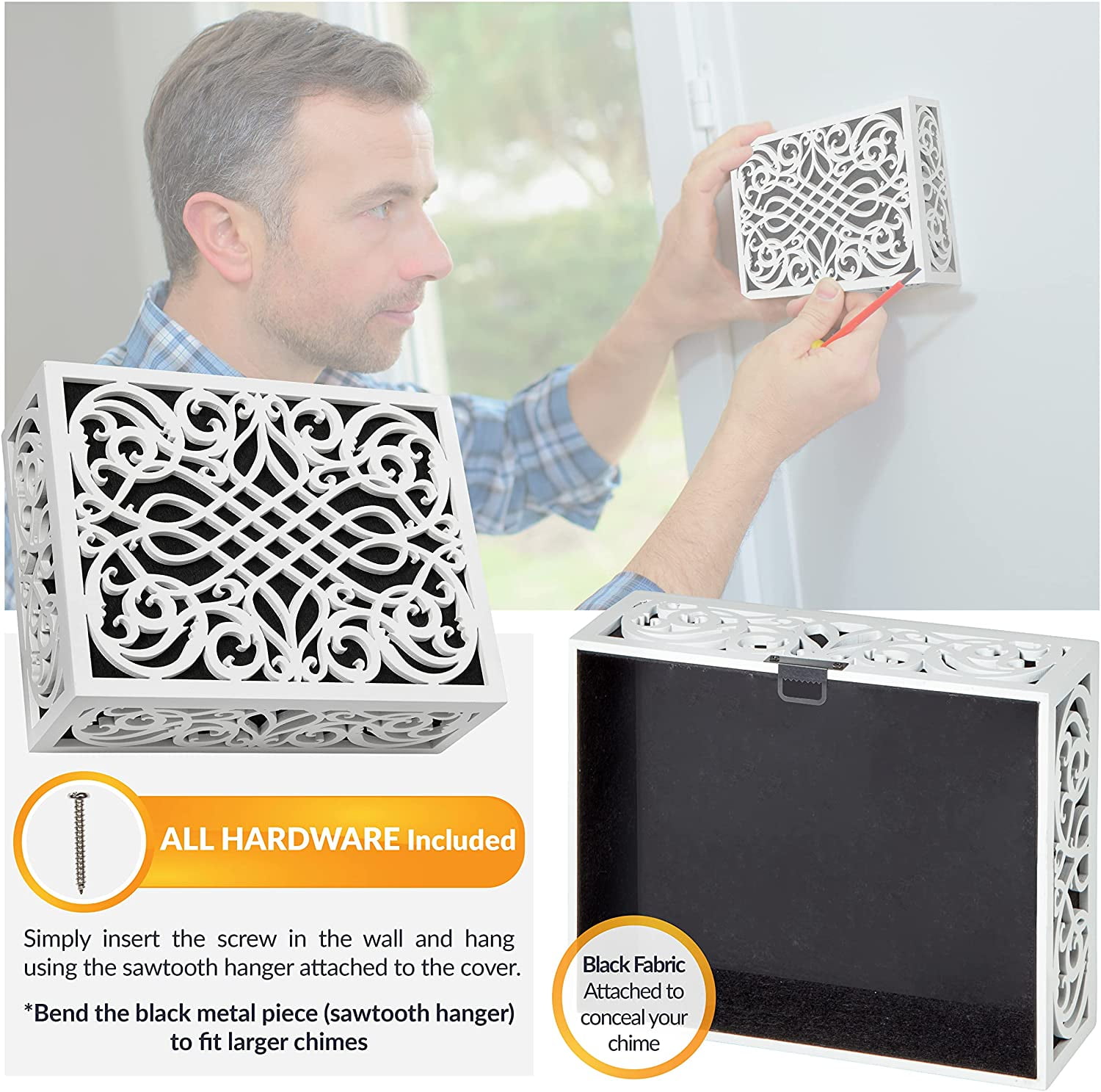 Newhouse Hardware Wooden Doorbell Chime Cover, Corinthian Design