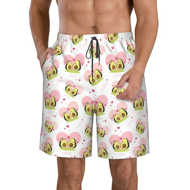 Honeii Shorts Décontractés pour Hommes avec Imprimé d'Amoureux des Avocats, Maillots de Bain Séchage Rapide Shorts de Plage-Petit