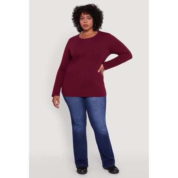 Women's Plus Size Long Sleeve Crew Neck Tee