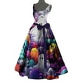thumbnail image 2 of Lolmot Women's 50s 60s Vintage Dress Halloween Print Sleeveless Square Neck A-Line Swing Cocktail Party Tea Dresses Wedding Guest Dress Gown, 2 of 3