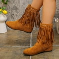 thumbnail image 6 of Solid color flat boots Women's Mid Calf Boots - Pull On Cowboy Style Booties, 6 of 7