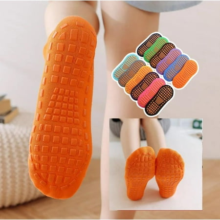 

Anti-Slip Trampoline Sock Breathable Cotton Floor Short Sock 7 pair Silicone Massage Fitness Sport Breathable Anti-Skid Grip Outside Sock for 5-10 Years Kids By TWSOUL