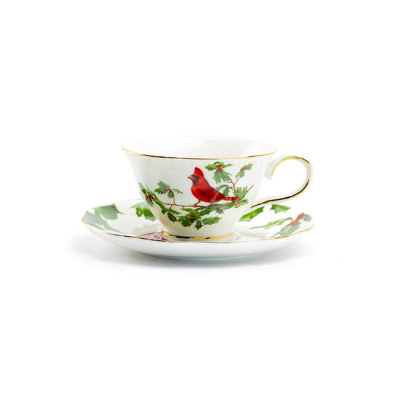 Grace Teaware Red Cardinal 6oz Fine Porcelain Tea Cup and Saucer