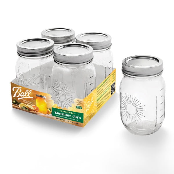 Ball, Mason Jars, 16 OZ, Sunshine Glass Pint Size, 4pk - Walmart.com
