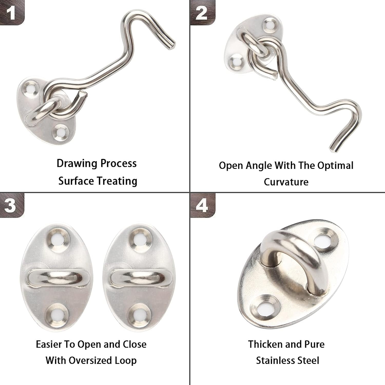 Door Hook 3 Pcs 7.5cm Exterior Door Latch Door Latch Hook Stainless Steel Cabin Hook Interior Door Latch with Mounting Screws Door Latch for