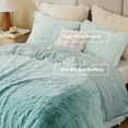 thumbnail image 2 of Intelligent Design Twin/Twin XL Shaggy Faux Comforter Set, Long Fur Wave Spring Comforter Bedding Set, 2-Piece Striped Ombre Design Warm Bed Set, Aqua, 2 of 7