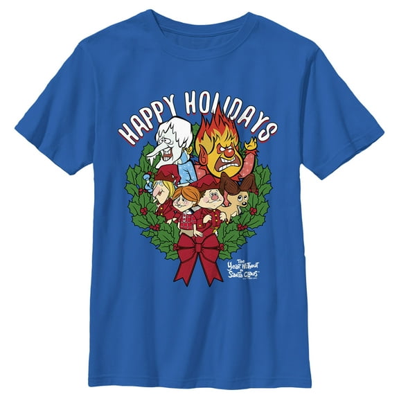 Boy's The Year Without a Santa Claus Happy Holidays Graphic Tee Royal Blue X Large